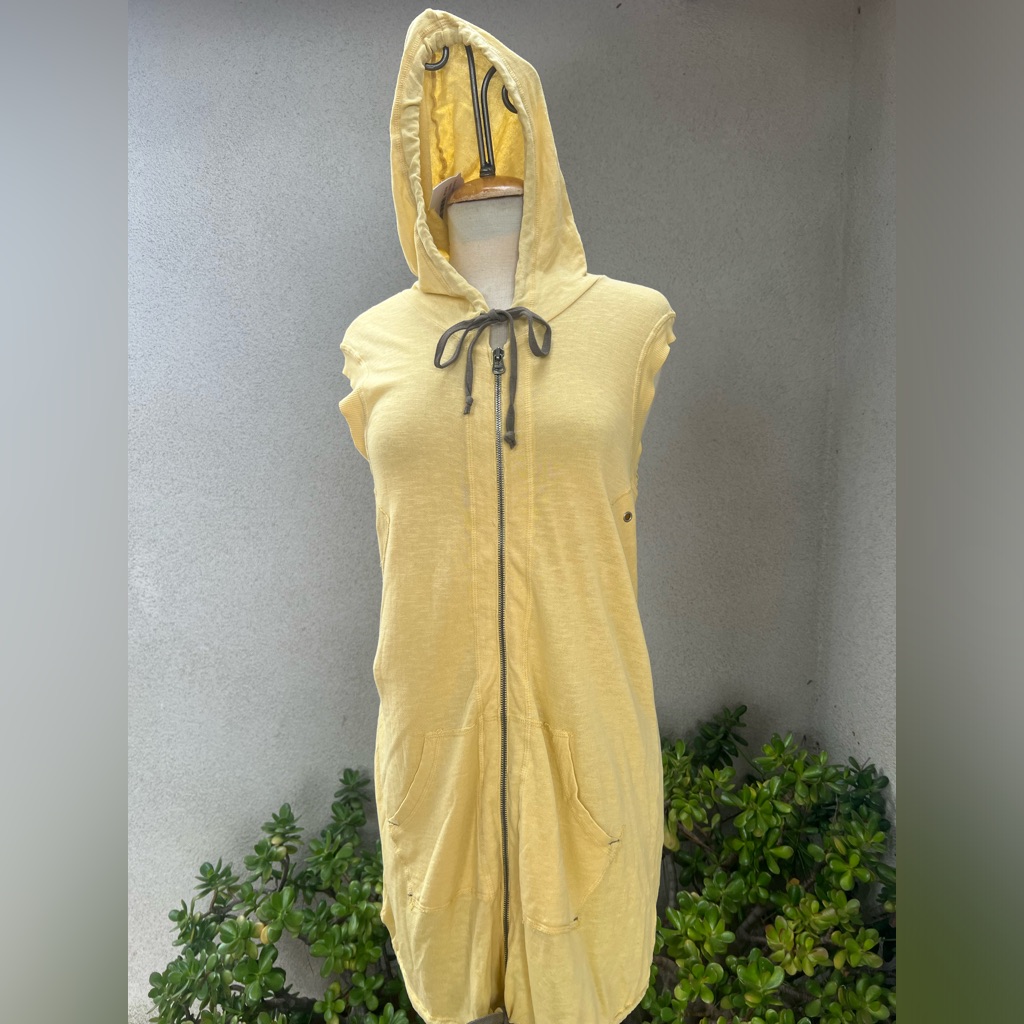 Boho Beach Cover Up Top Jacket Hood Pockets Yellow Sz M By Love From Ya-Ya. Nwt